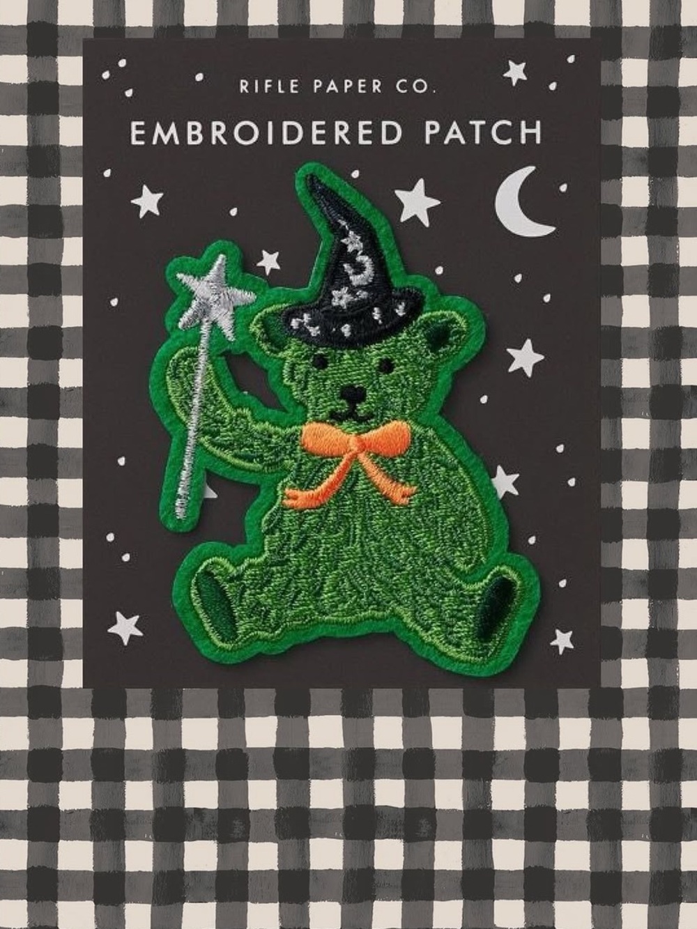 Rifle Paper Co. Beary Scary limited time collectible iron-on patch green wizard
